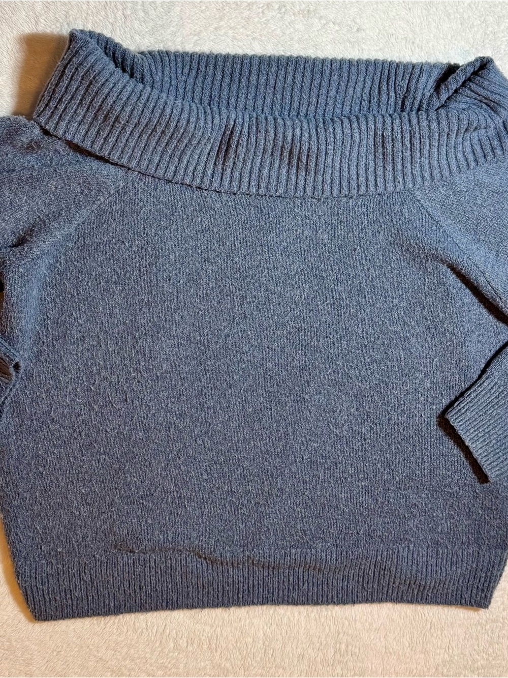 Hollister Navy Off-the-Shoulder Ribbed Neck Sweater